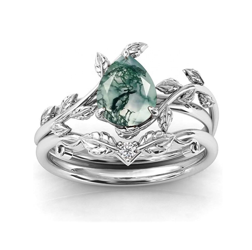 Rhea ring moss agate 925 silver