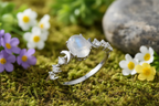 Moonstone crescent moon ring