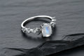 Moonstone crescent moon ring