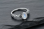 Moonstone crescent moon ring