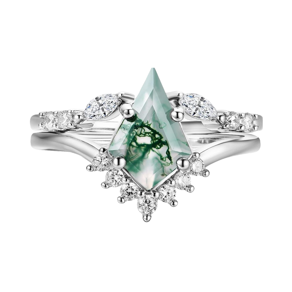 Moss agate selene ring 925 sterling silver