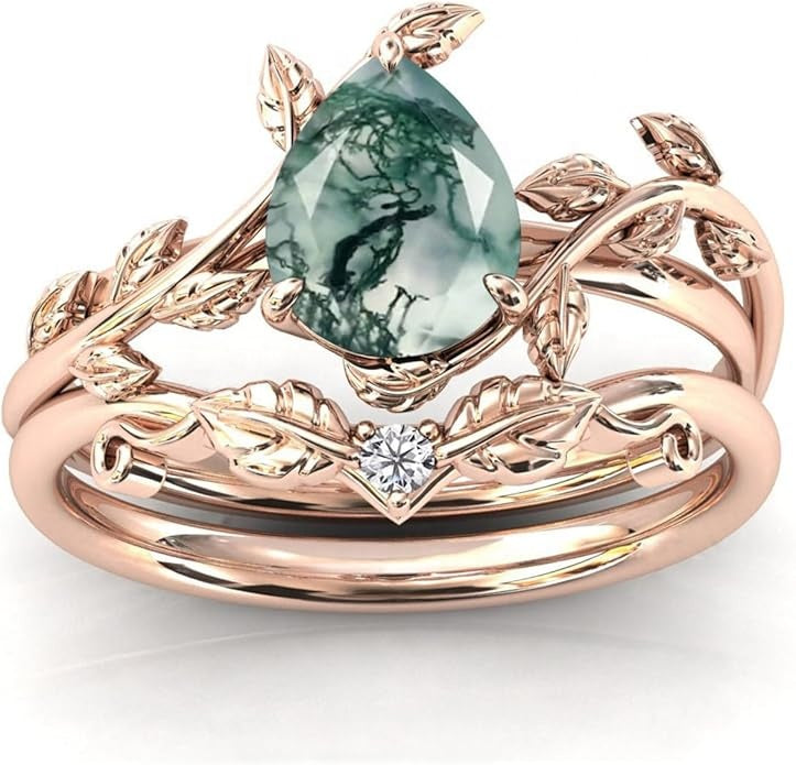 Rhea ring moss agate 925 silver