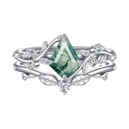 Freya ring moss agate set 925 sterling silver