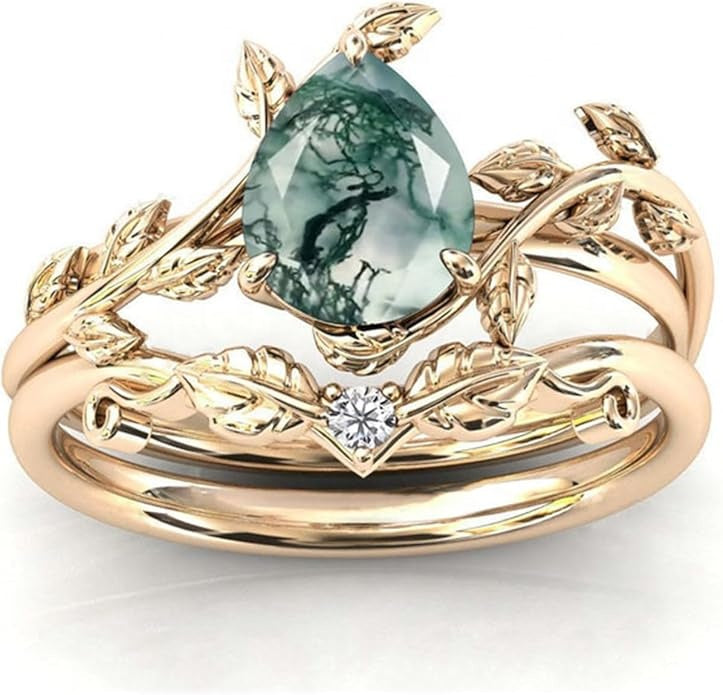 Rhea ring moss agate 925 silver