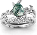 Rhea ring moss agate 925 silver