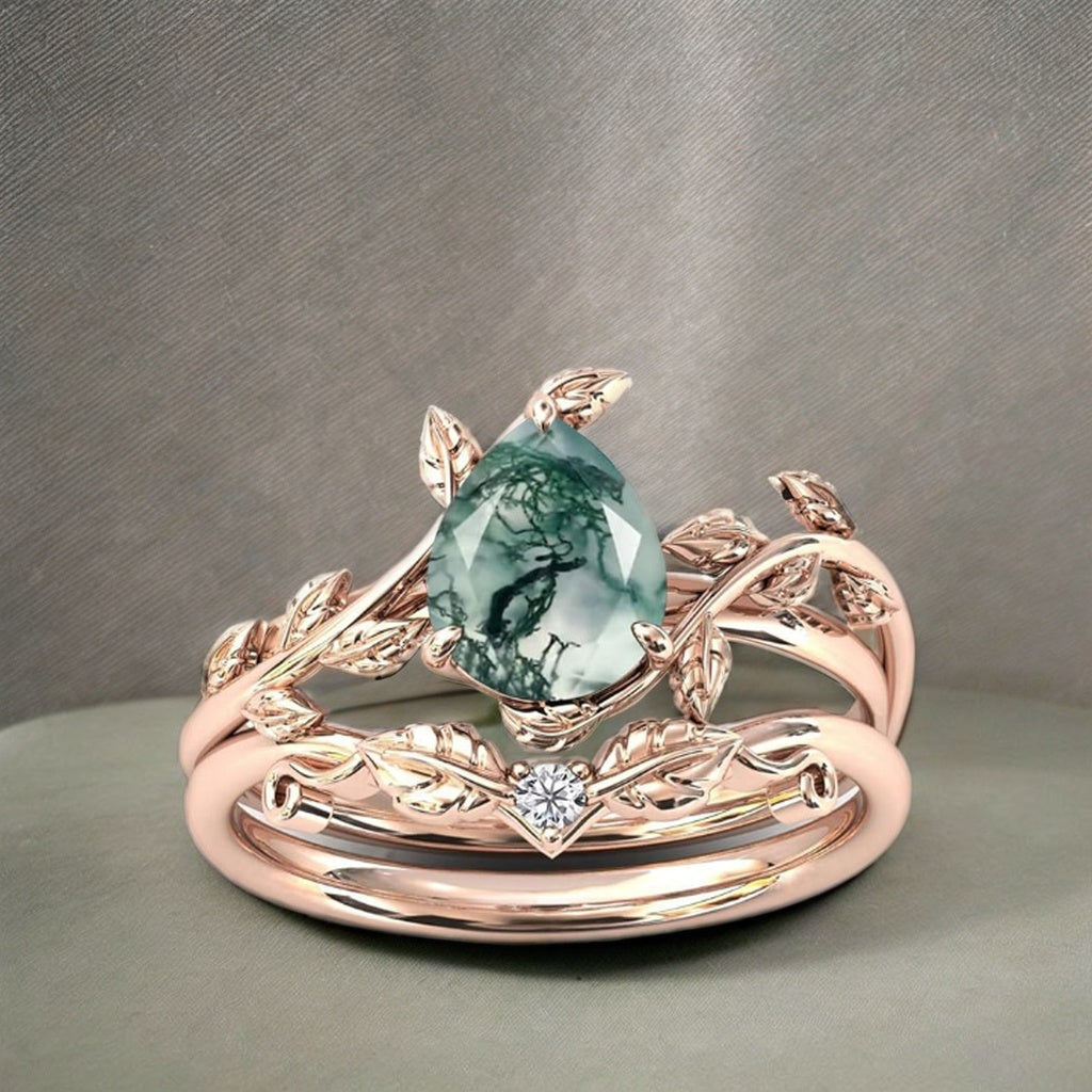 Rhea ring moss agate 925 silver