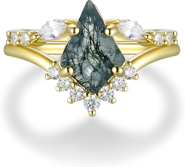 Moss agate selene ring 925 sterling silver