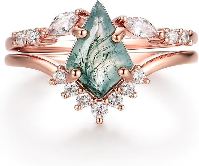 Moss agate selene ring 925 sterling silver